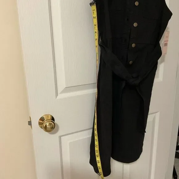 Nanette Lepore Sleeveless Denim Button Down Mini Dress Black Size 10 - Picture 10 of 10